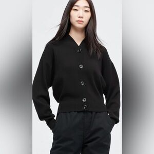 Uniqlo Full Needle Short Cardigan Size S Black 100% Cotton